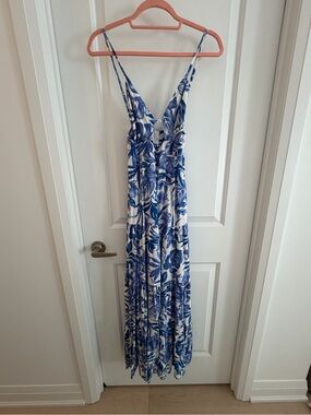 Blue and White Floral Maxi Dress